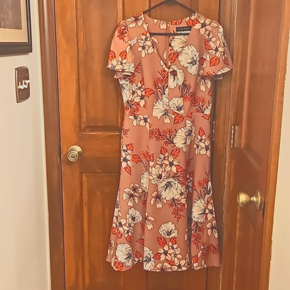 Ivanka Trump Floral Midi Dress - Pink and White